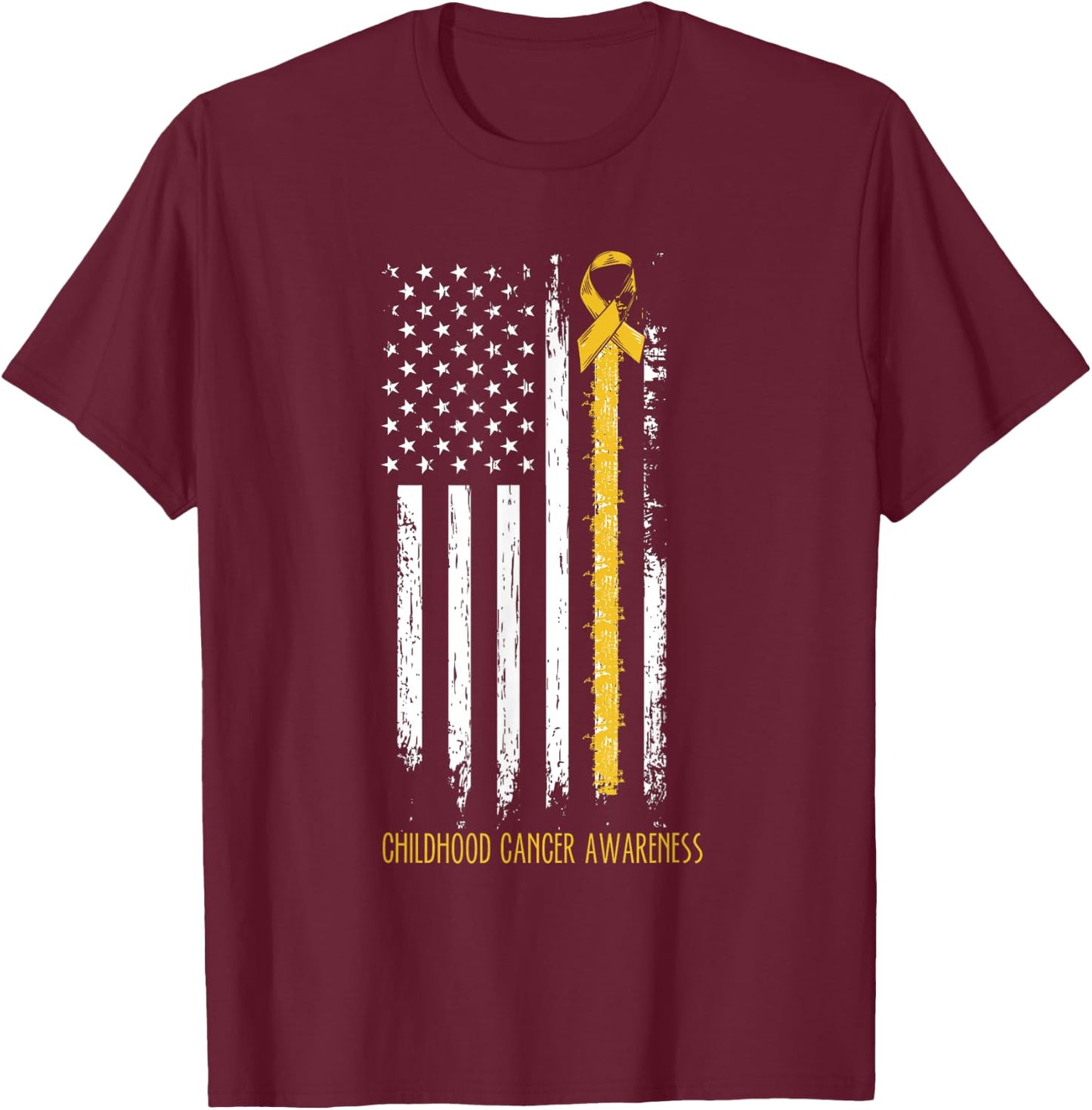 Childhood cancer awareness ribbon in a flag T-Shirt - T-Shirt | Maroon