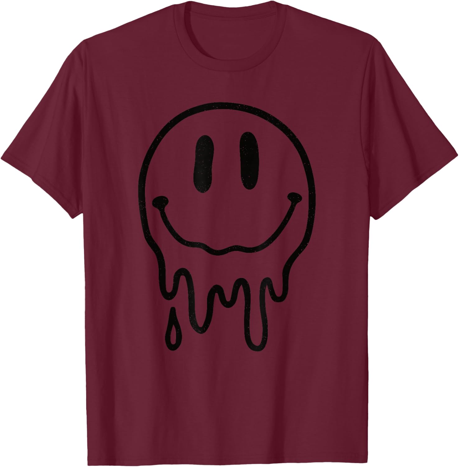 Melting Smile Face Melted Dripping Drippy Happy Face Cute T-Shirt - T-Shirt | Maroon