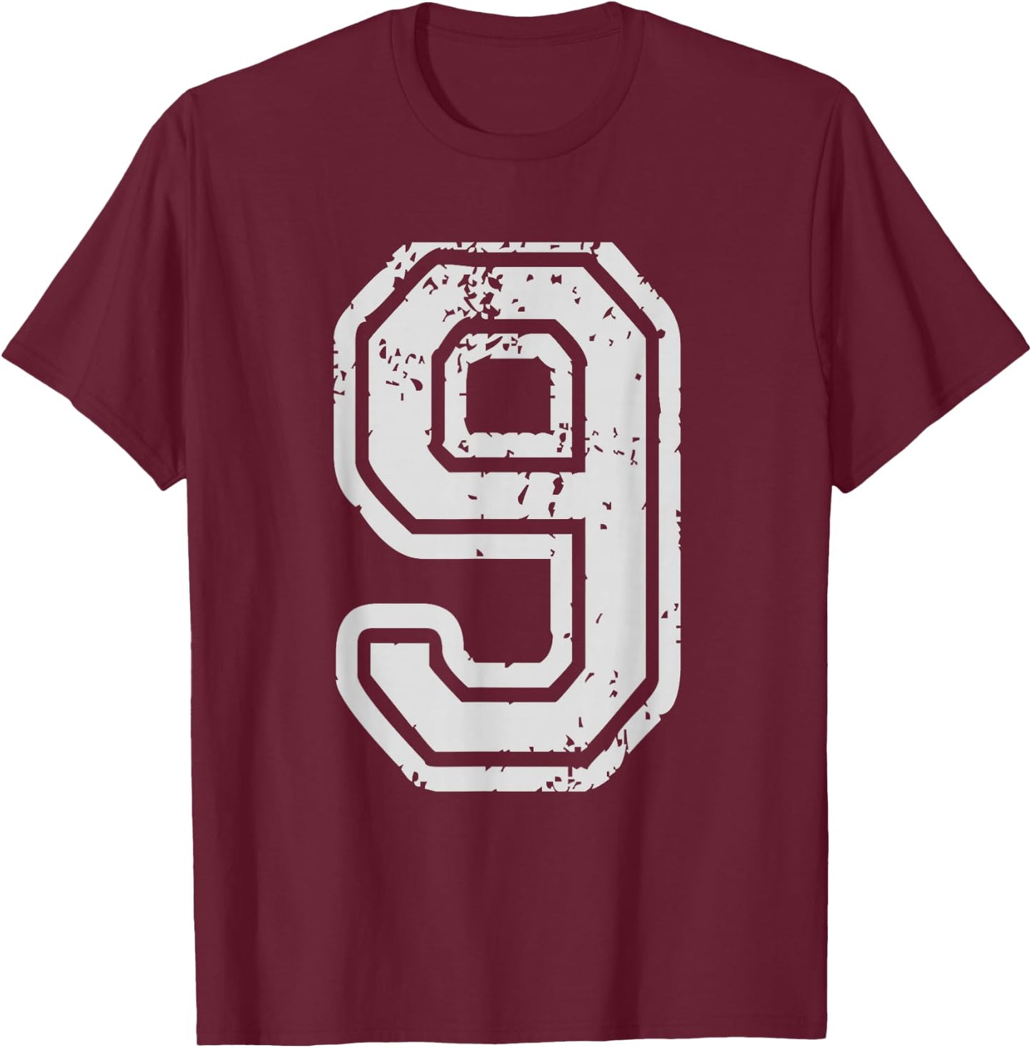 Team Jersey Uniforms Number 9 Nine School Sports Birthdays T-Shirt - T-Shirt | Maroon