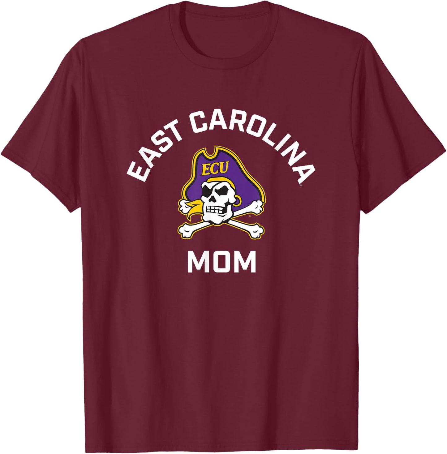 East Carolina University ECU Pirates Arched Mom T-Shirt - T-Shirt | Maroon
