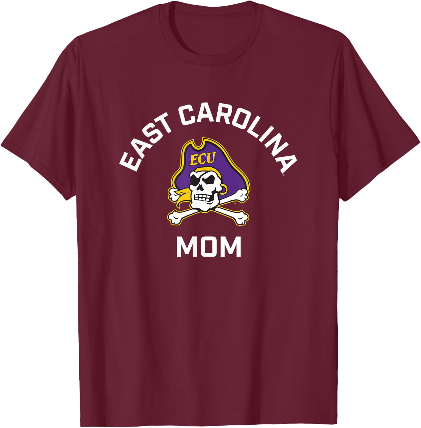 East Carolina University ECU Pirates Arched Mom T-Shirt - T-Shirt | Maroon