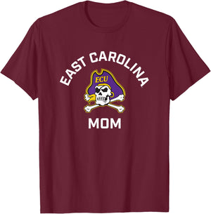 East Carolina University ECU Pirates Arched Mom T-Shirt - T-Shirt | Maroon