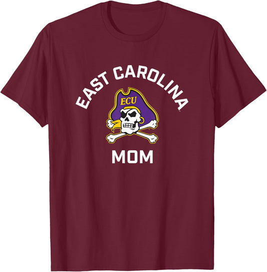 East Carolina University ECU Pirates Arched Mom T-Shirt - T-Shirt | Maroon