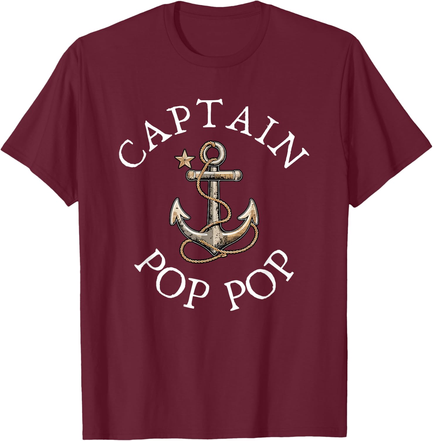 Captain Pop-Pop Boat Sailing Boating Grandpa Anchor PopPop T-Shirt - T-Shirt | Maroon