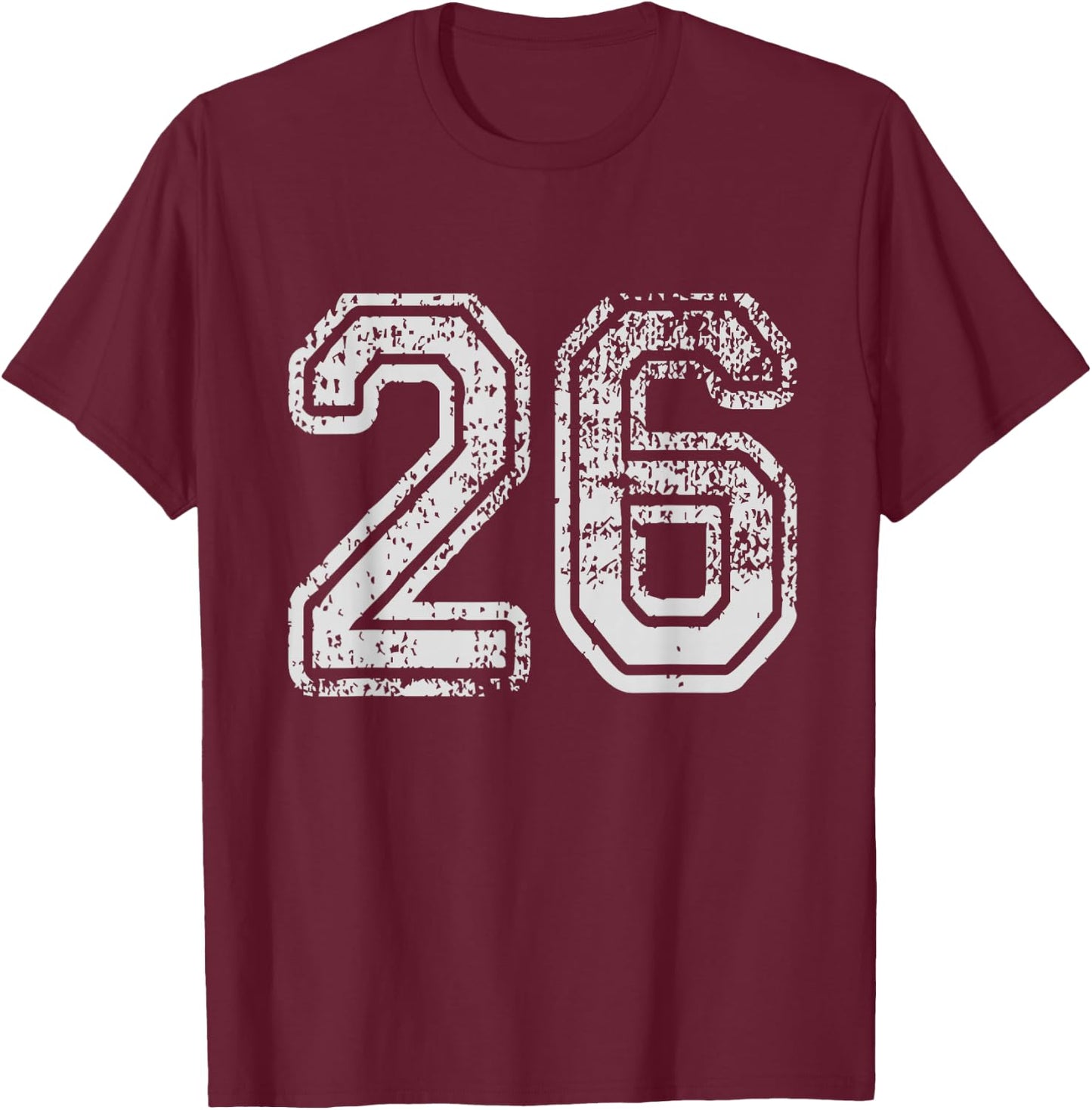 Team Jersey Uniforms Number 26 School Sports 26th Birthday T-Shirt - T-Shirt | Maroon