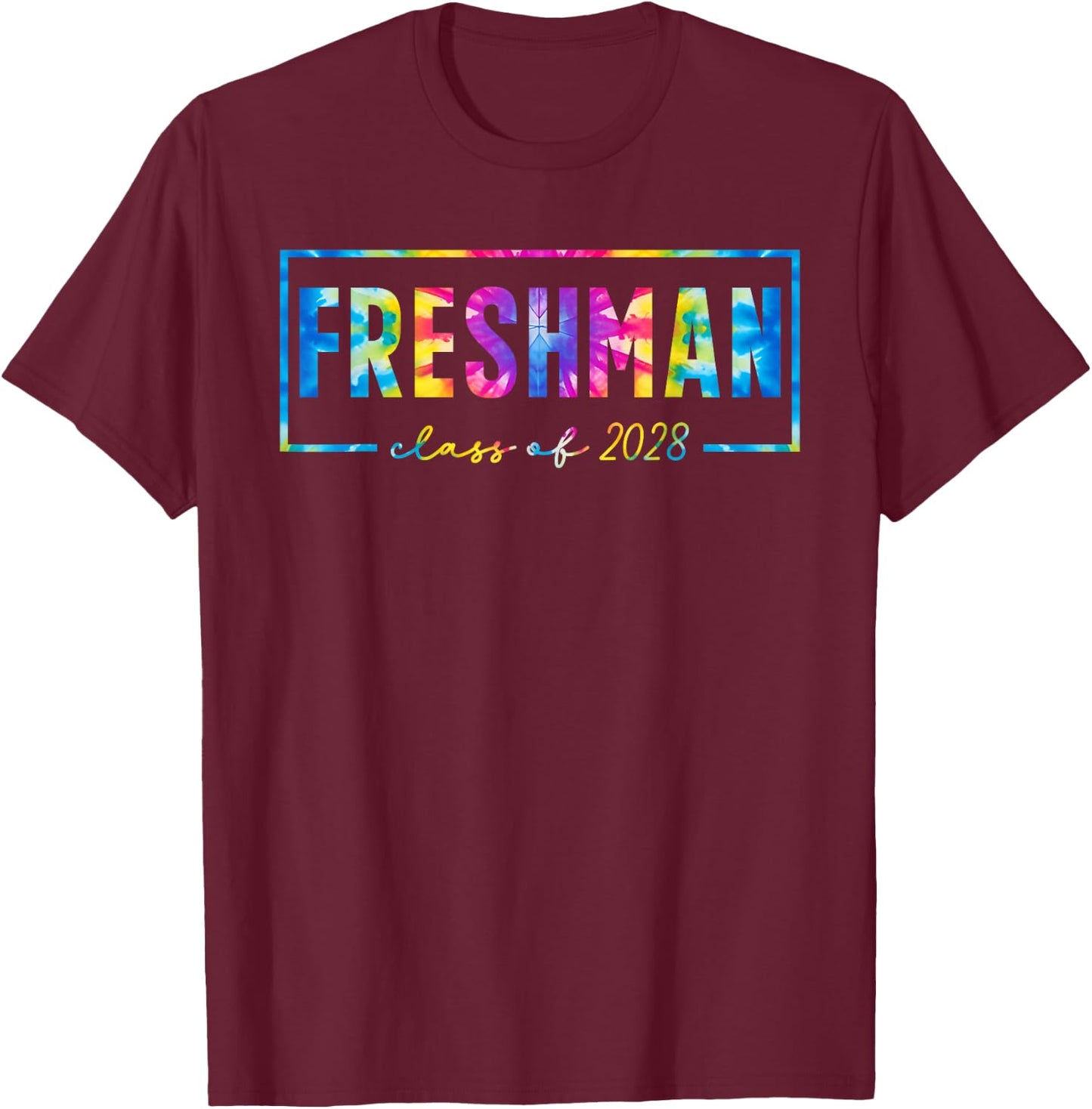 Minimal Tie Dye Freshman Class of 2028 9th Grade High School T-Shirt - T-Shirt | Maroon