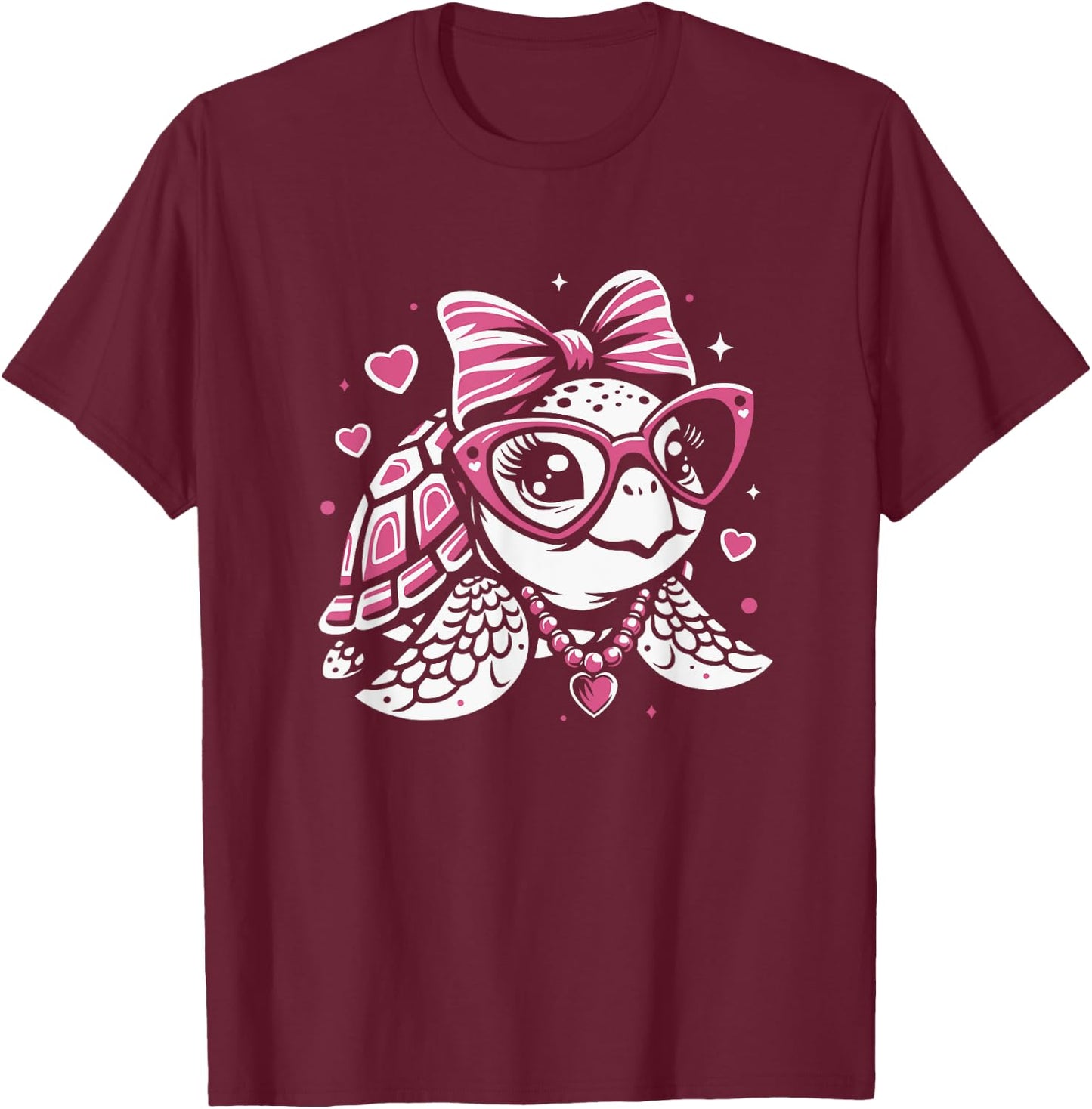 Cute Sea Turtle For Girls Graphic Art Design T-Shirt - T-Shirt | Maroon