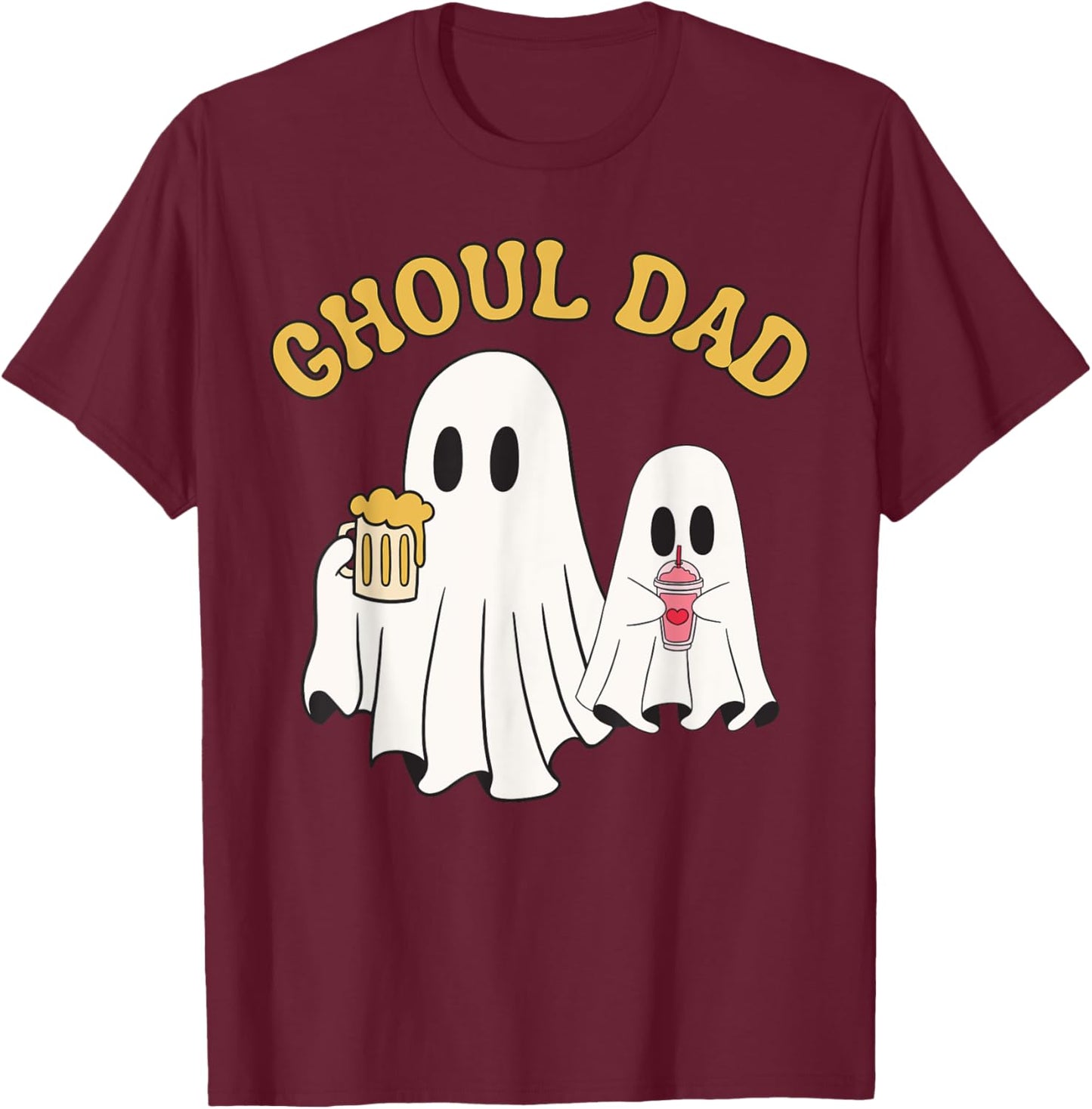 Ghoul Dad Funny Halloween Father Retro Ghost Daddy Beer T-Shirt - T-Shirt | Maroon