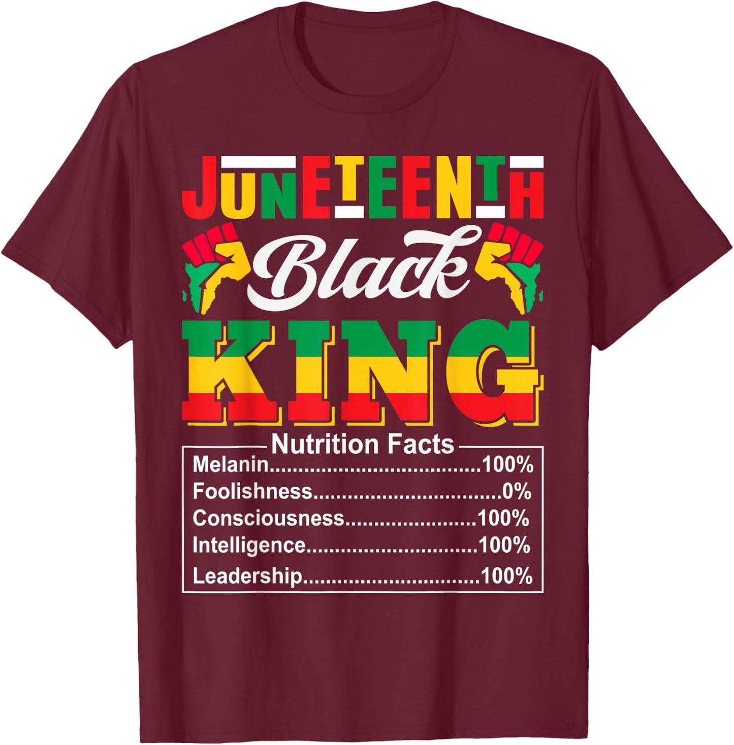 Juneteenth 1865 Black King Nutritional Facts Juneteenth Men T-Shirt - T-Shirt | Maroon