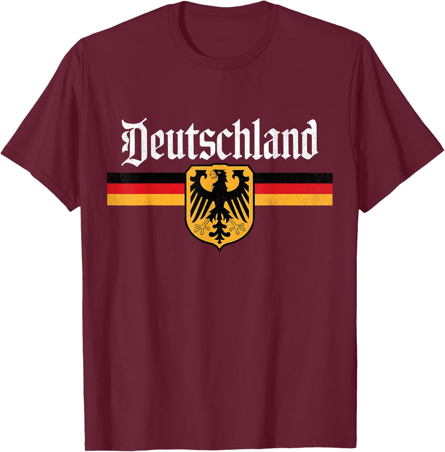 Coat of Arms Eagle Banner Vintage Deutschland Germany Flag , Small, Black T-Shirt - T-Shirt | Maroon