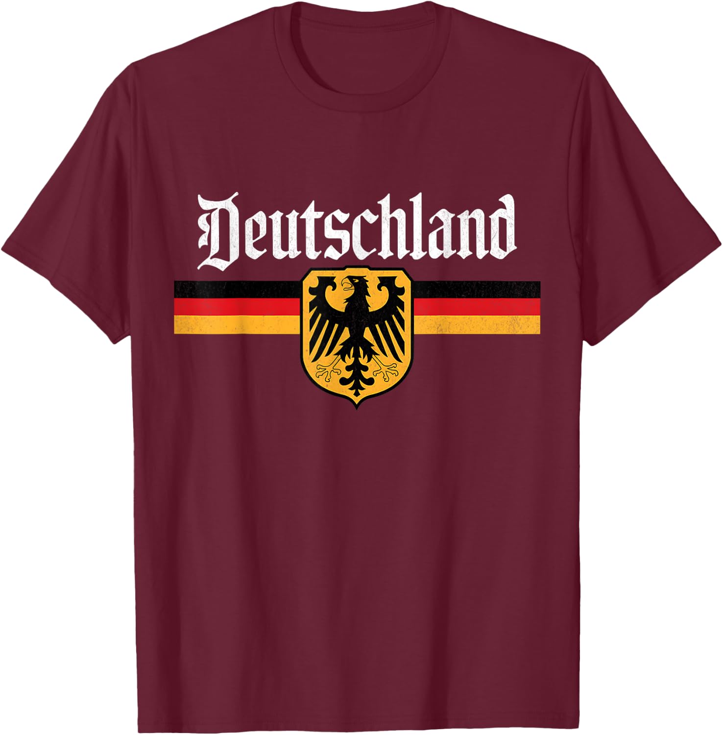 Coat of Arms Eagle Banner Vintage Deutschland Germany Flag , Small, Black T-Shirt - T-Shirt | Maroon