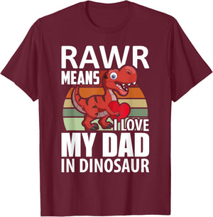 Kids I Love My Dad Rawr Dinosaur Fathers Day Dino Toddler T-Shirt - T-Shirt | Maroon