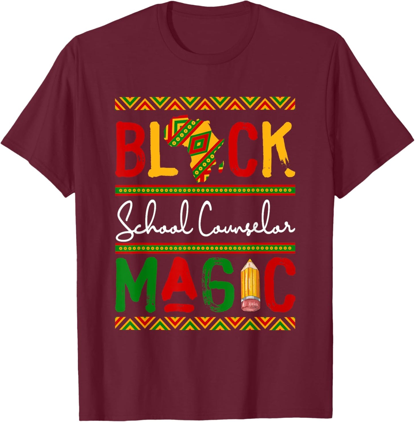 Black Costume School Counselor Proud Black History Month T-Shirt - T-Shirt | Maroon