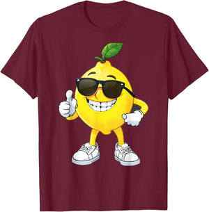 Happy Lemon Wearing Sunglasses Halloween Costume T-Shirt - T-Shirt | Maroon