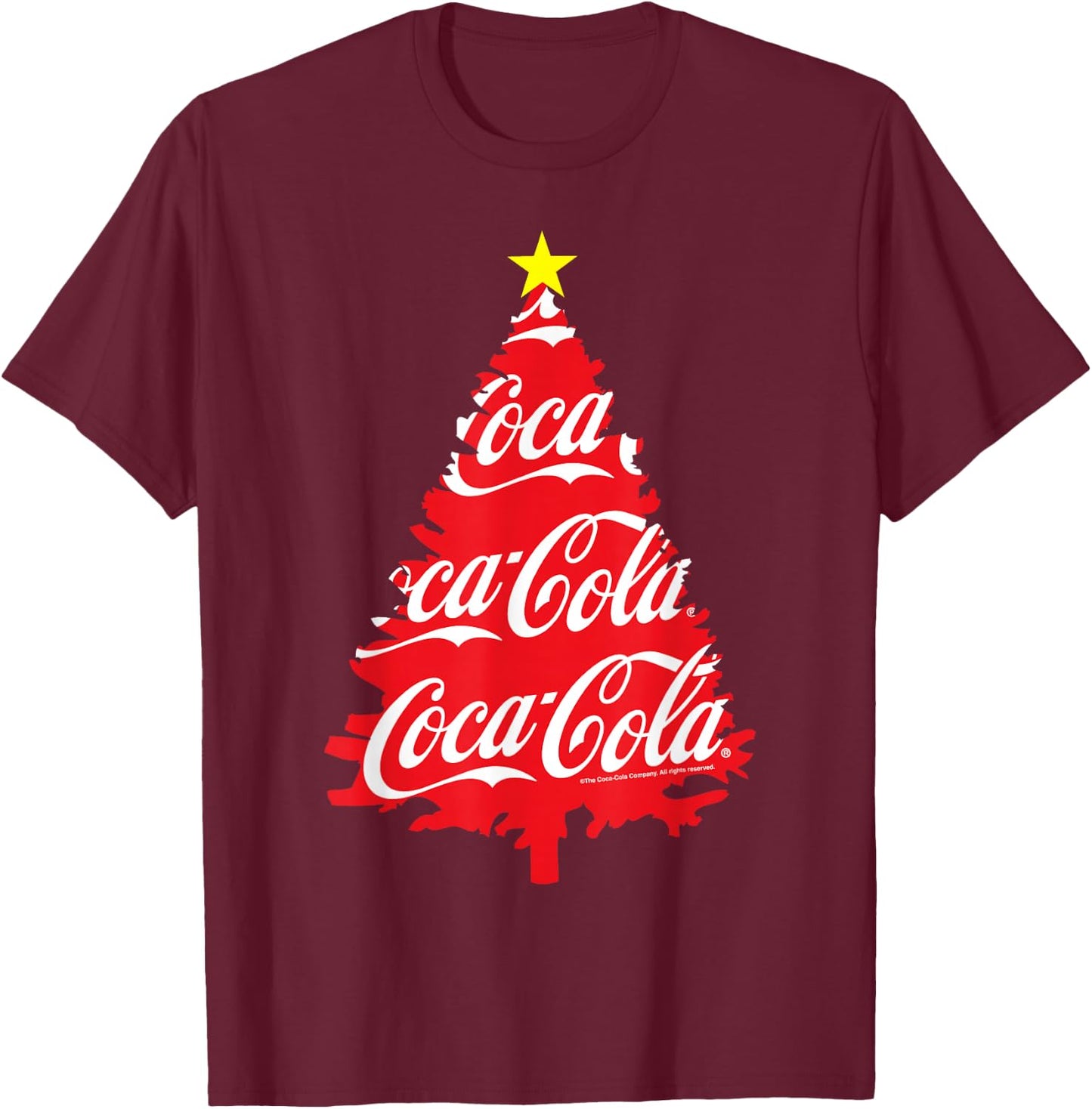 Coca Cola Christmas Tree T-Shirt - T-Shirt | Maroon