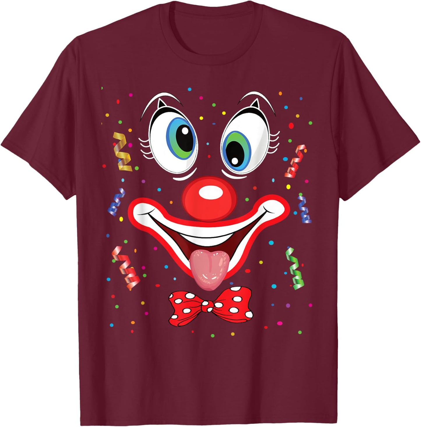 Carnival Clown Face Circus Costume Kids Men Women Carnivals T-Shirt - T-Shirt | Maroon