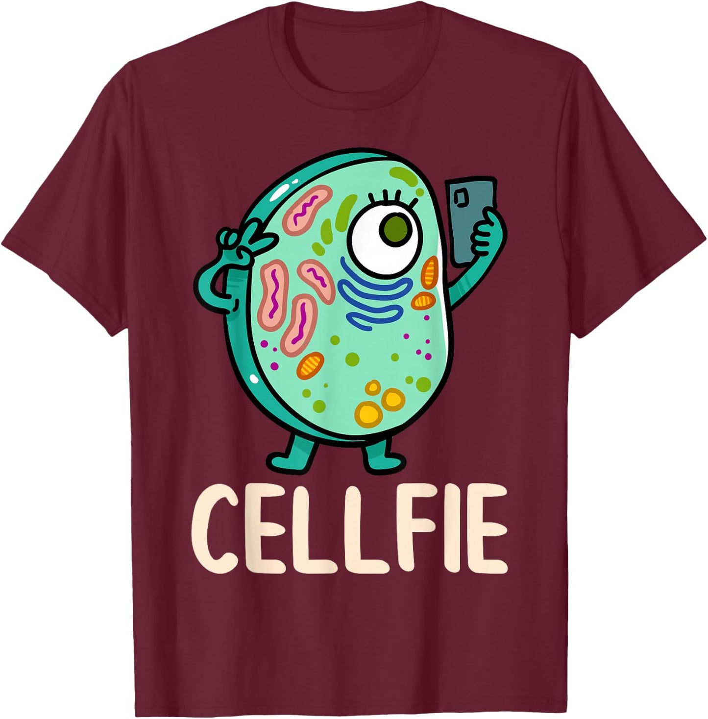 Cell Fie Funny Cellfie Selfie Biology Science Teacher T-Shirt - T-Shirt | Maroon