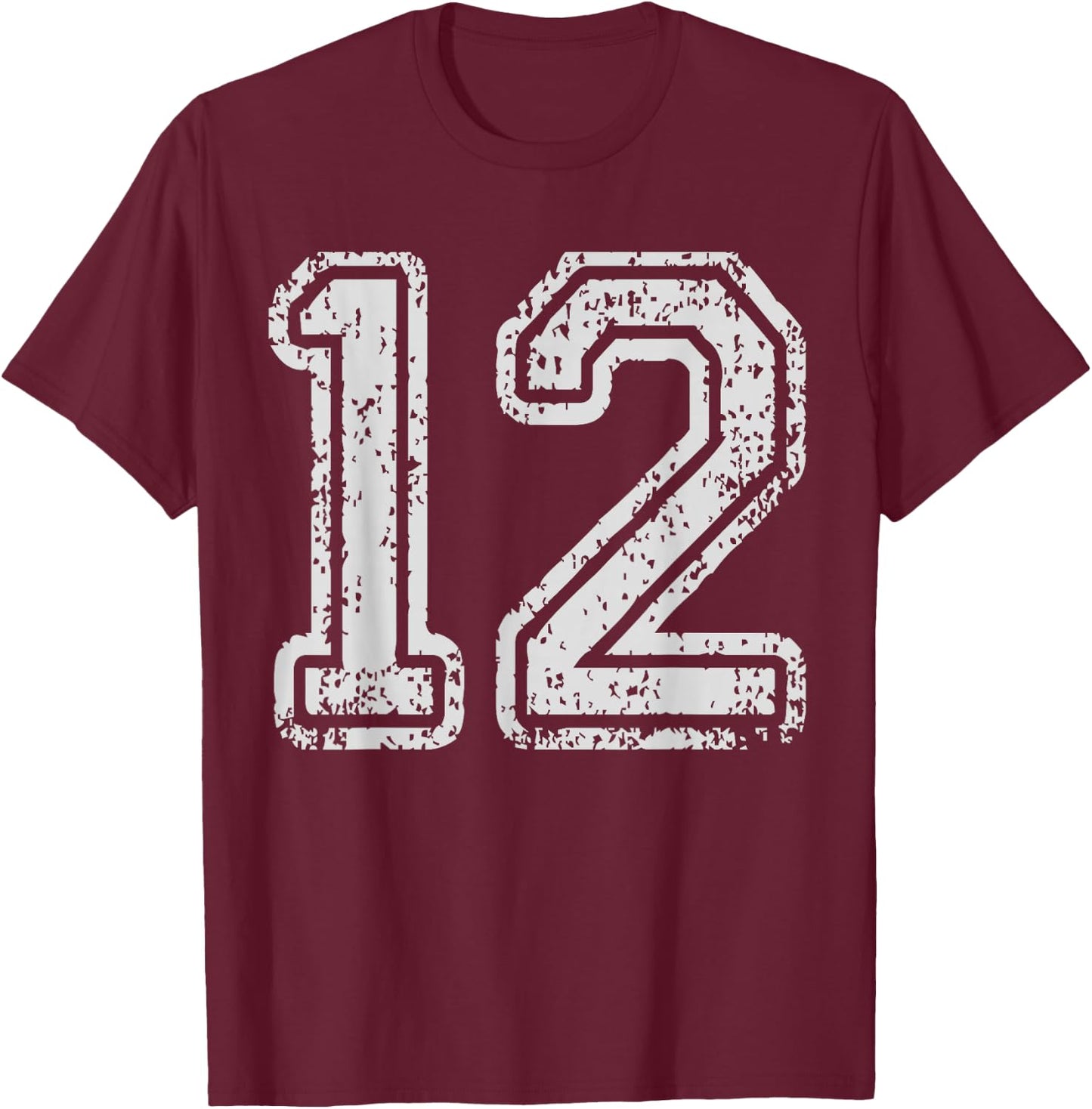 Team Jersey Uniforms Number 12 Twelve School Sports Birthday T-Shirt - T-Shirt | Maroon