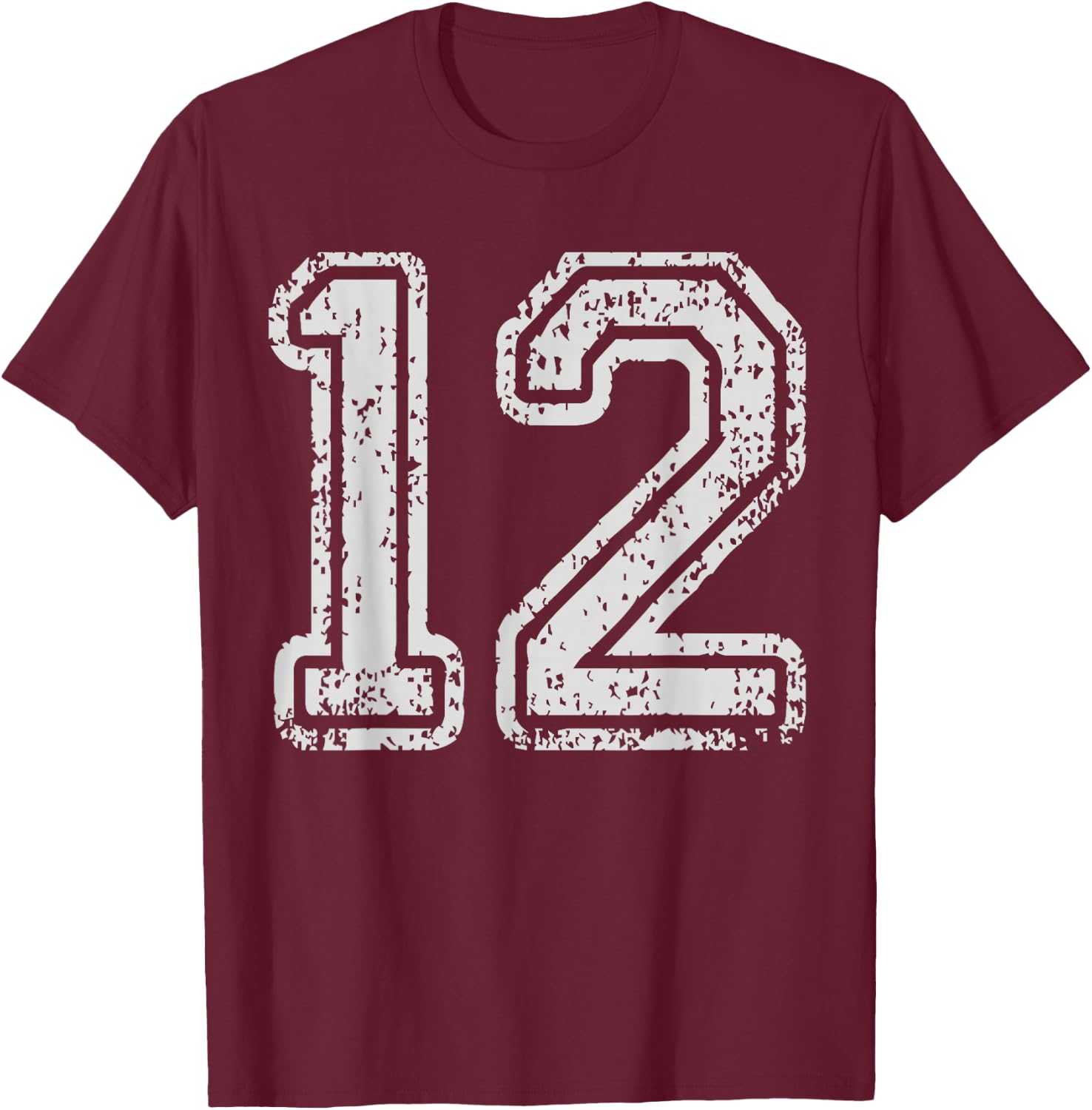 Team Jersey Uniforms Number 12 Twelve School Sports Birthday T-Shirt - T-Shirt | Maroon