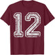 Team Jersey Uniforms Number 12 Twelve School Sports Birthday T-Shirt - T-Shirt | Maroon