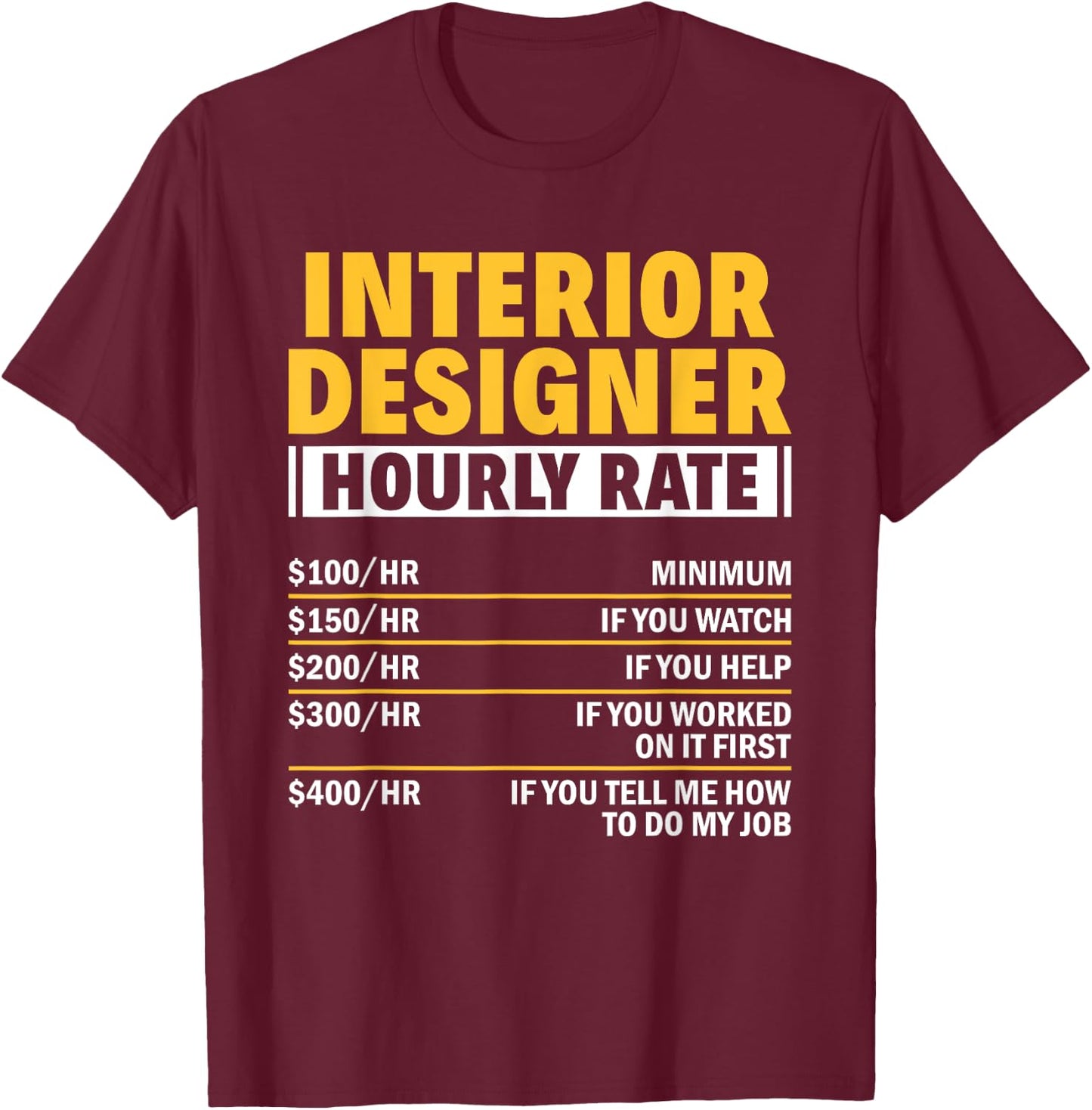 Interior Designer Hourly Rate Home Decorator Interior Design T-Shirt - T-Shirt | Maroon