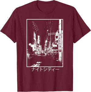 Japan Streets 90s Lofi Tokyo Japanese Streetwear Aesthetic T-Shirt - T-Shirt | Maroon