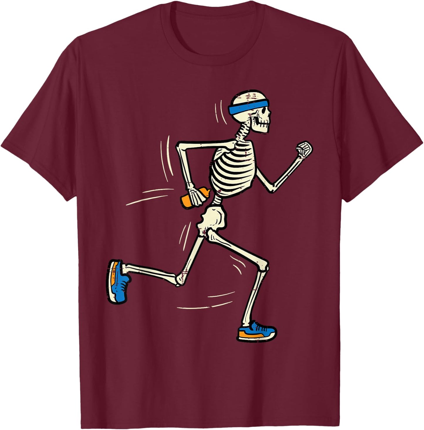 Halloween Skeleton Running Marathon Costume Men Women Kids T-Shirt - T-Shirt | Maroon