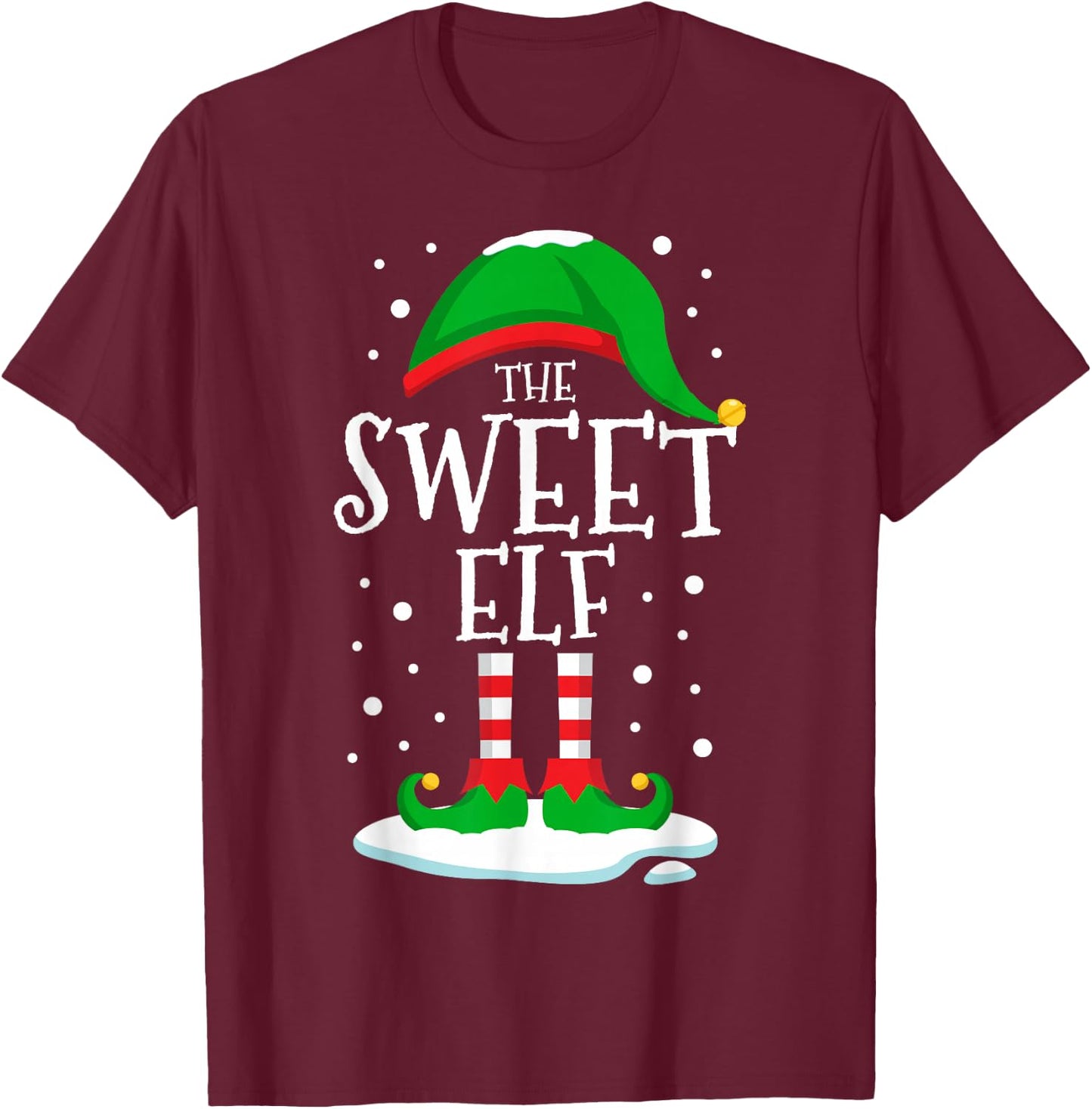 The Sweet Elf Christmas Family Matching Xmas Chef Funny T-Shirt - T-Shirt | Maroon