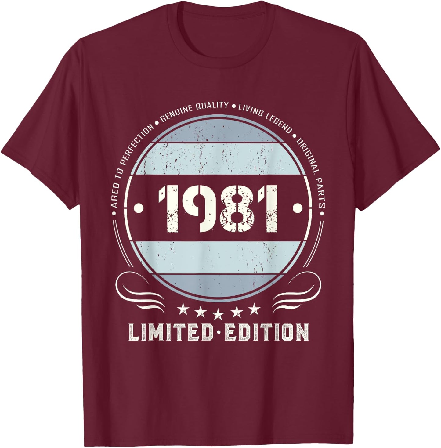 Vintage 1981 T Shirts Retro Funny 1981 Birthday T-Shirt - T-Shirt | Maroon