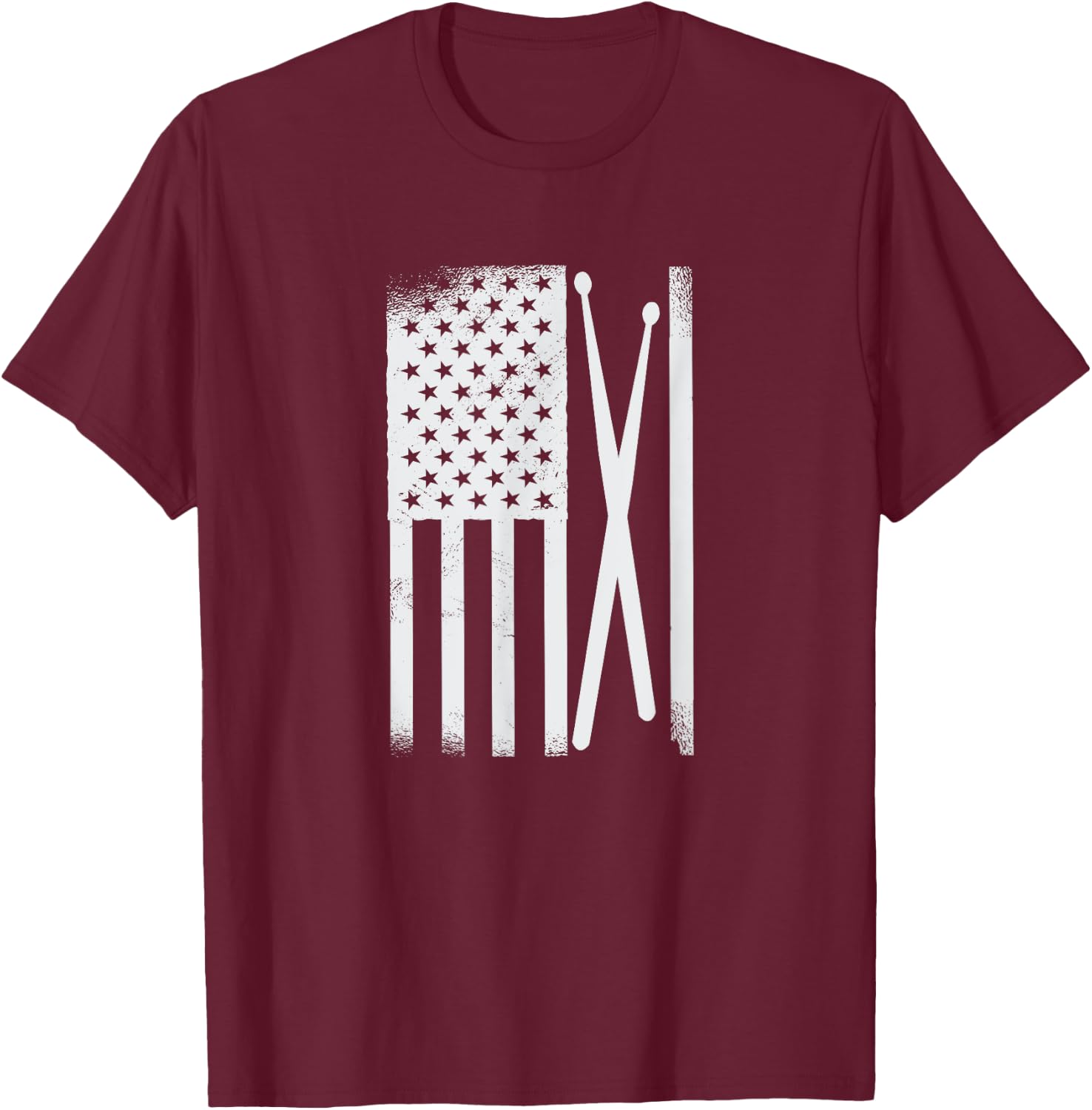 American Flag Drumsticks USA Drummers Vintage Drum Sticks Kids Men T-Shirt - T-Shirt | Maroon