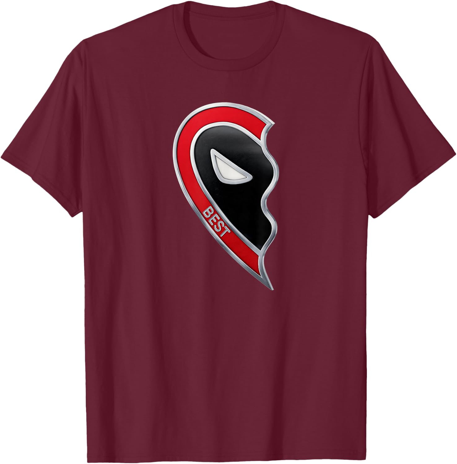 Marvel Studios Deadpool & Wolverine Best Friends Heart Left T-Shirt - T-Shirt | Maroon