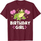Cute Birthday Girl Frog Graphic T-Shirt - T-Shirt | Maroon