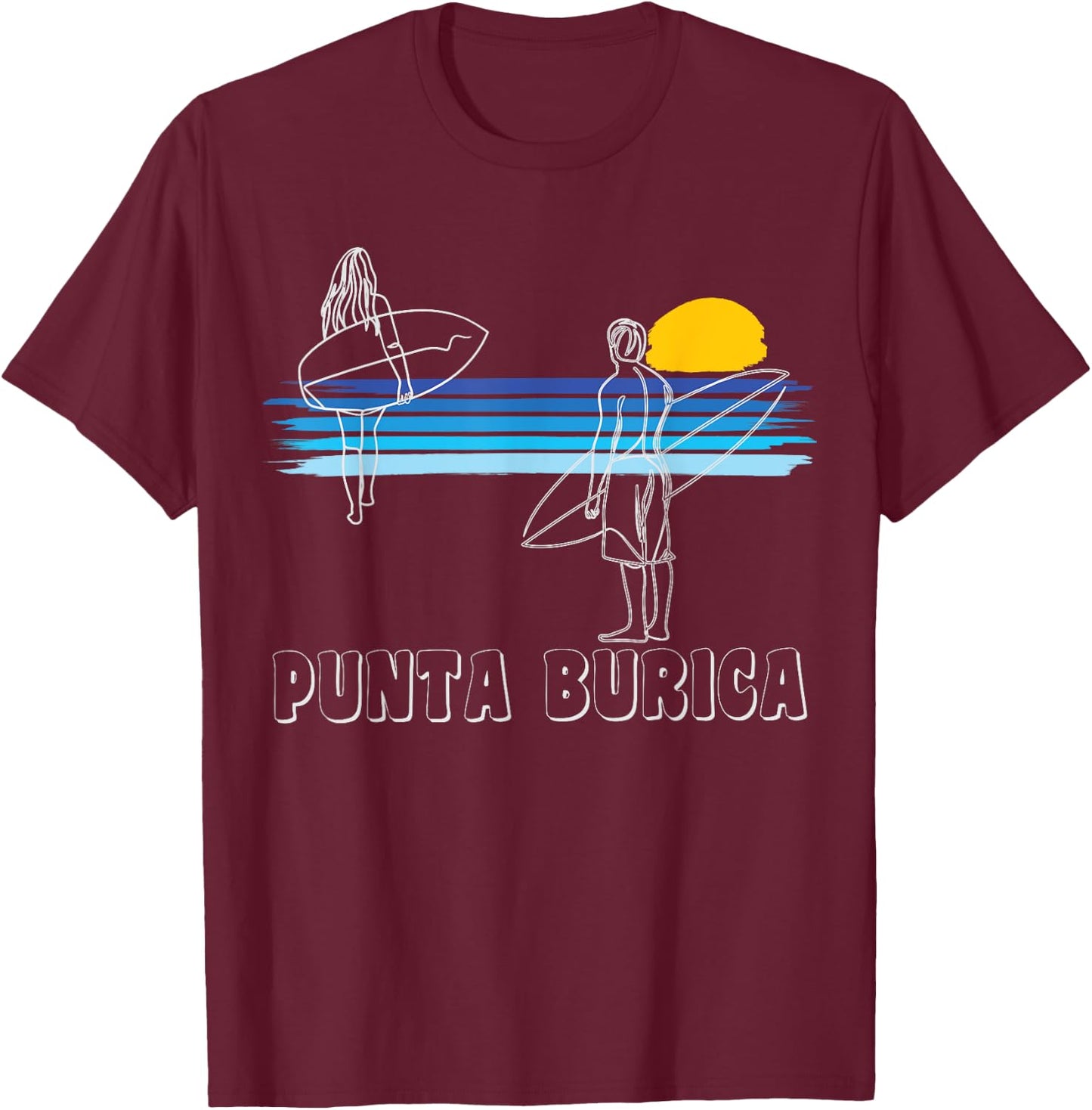 Punta Burica Surfing Beach Surf Guy Girl T-Shirt - T-Shirt | Maroon
