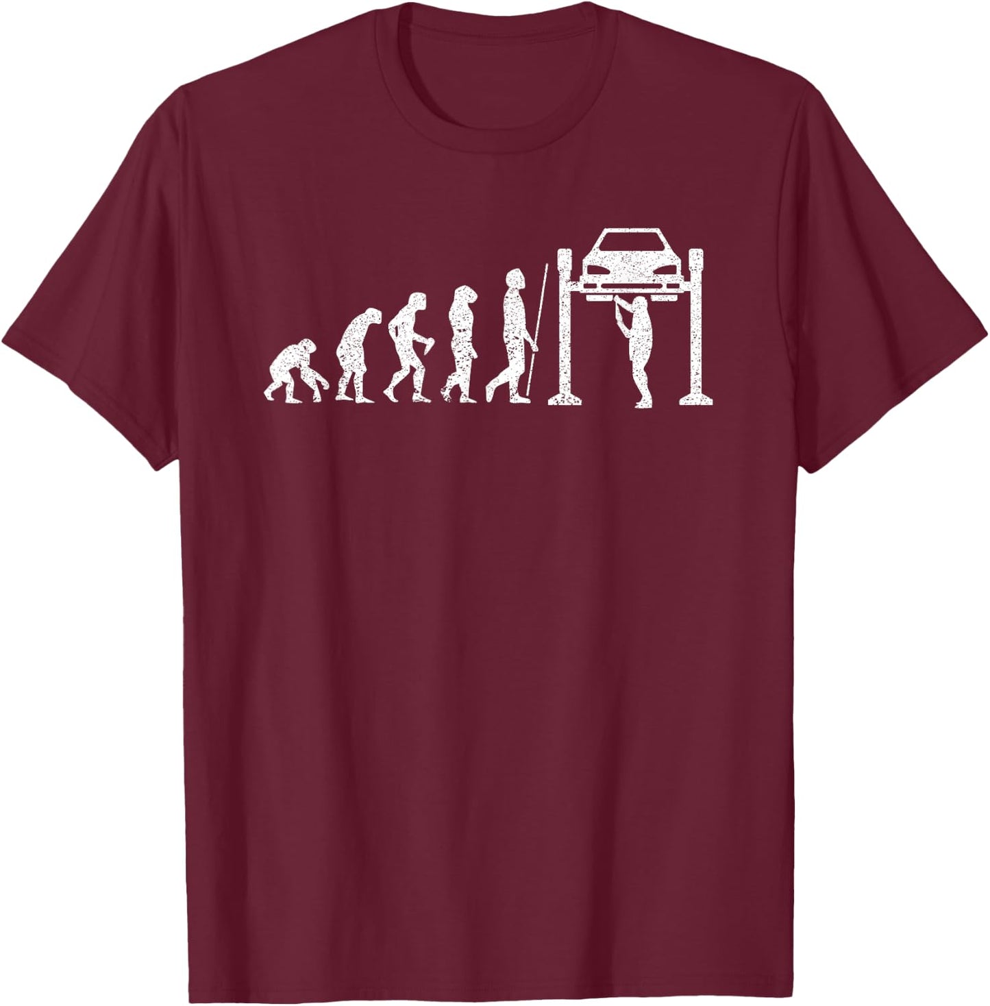 Funny Mechanic Shirt Evolution Mechanics Gift T-Shirt - T-Shirt | Maroon