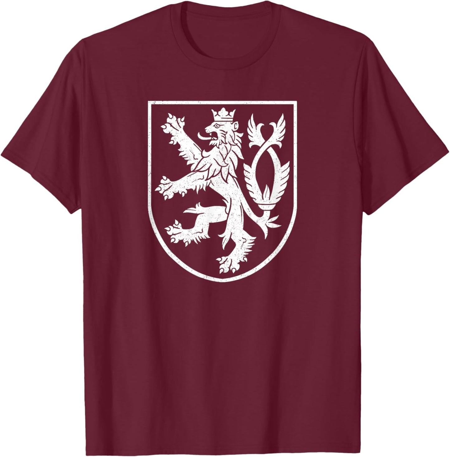 Czech Republic Lion Symbol Czechia Coat of Arms Flag Shield T-Shirt - T-Shirt | Maroon