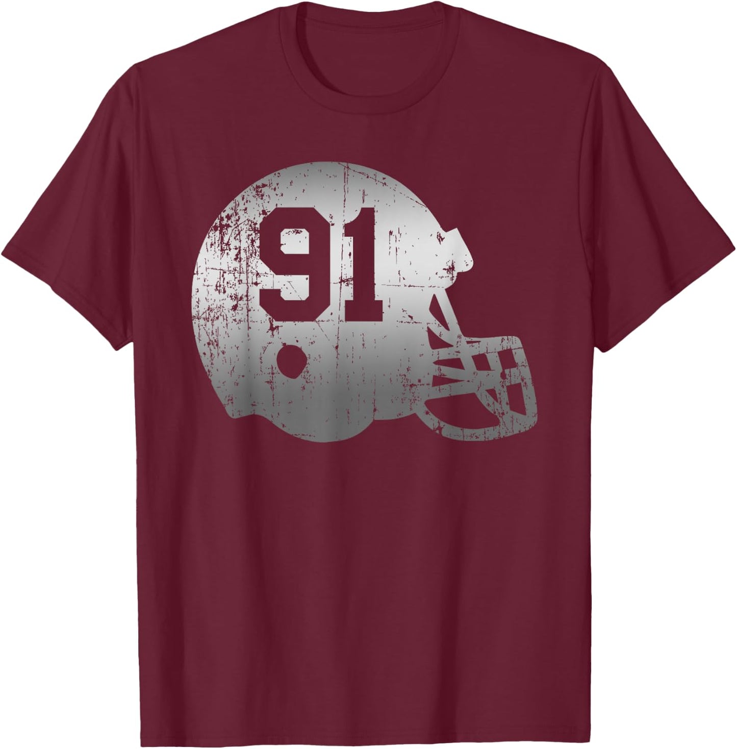 Vintage Football 91 Jersey Number T-Shirt - T-Shirt | Maroon