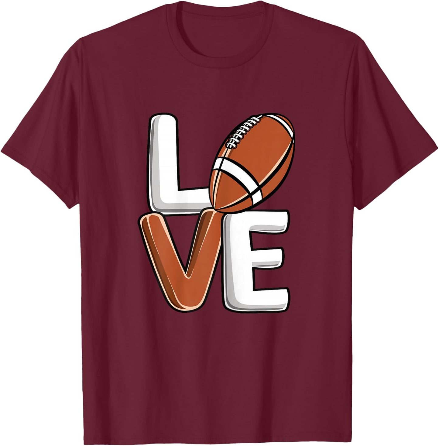 American Football Love Football Player Women Girls T-Shirt - T-Shirt | Maroon