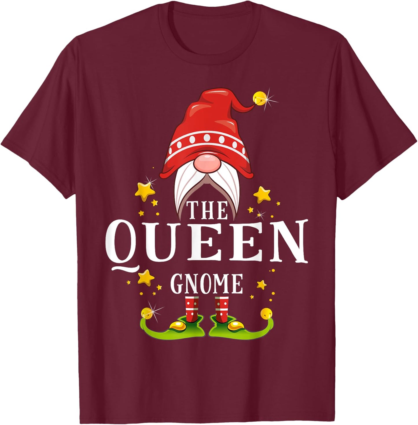The Queen Gnome Christmas Matching T-Shirt - T-Shirt | Maroon