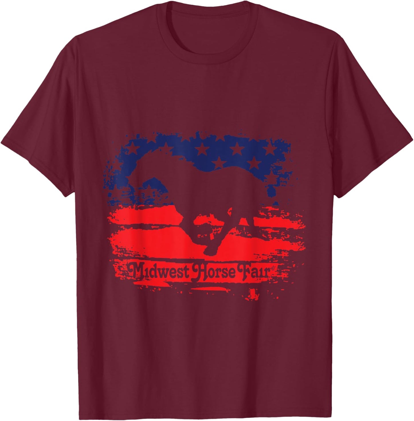 Midwest Horse Fair Red/White/Blue Flag T-Shirt - T-Shirt | Maroon