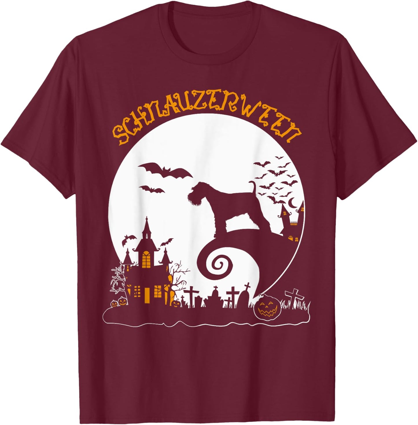 Cute Schnauzer Halloween Dog Mom Lover Schnauzerween T-Shirt - T-Shirt | Maroon