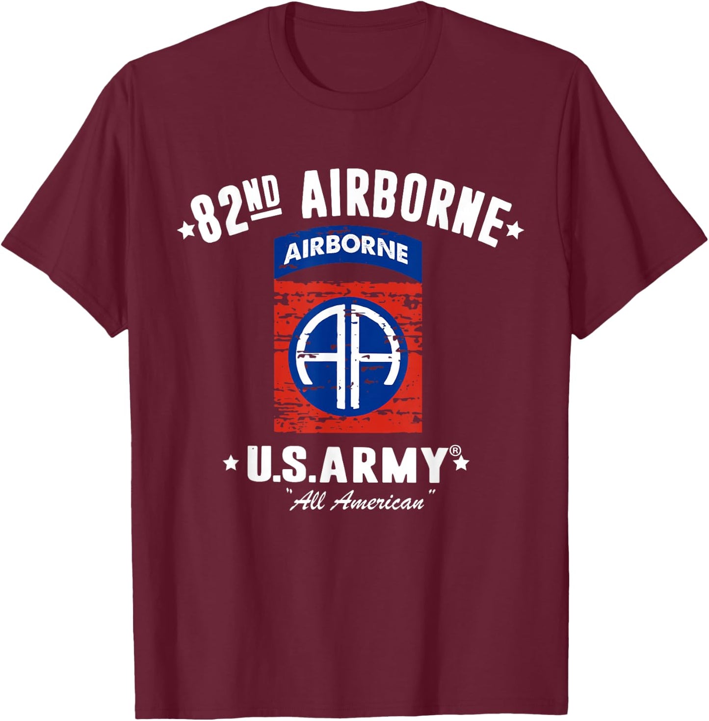US Army 82nd Airborne Division All American Vintage T-Shirt - T-Shirt | Maroon
