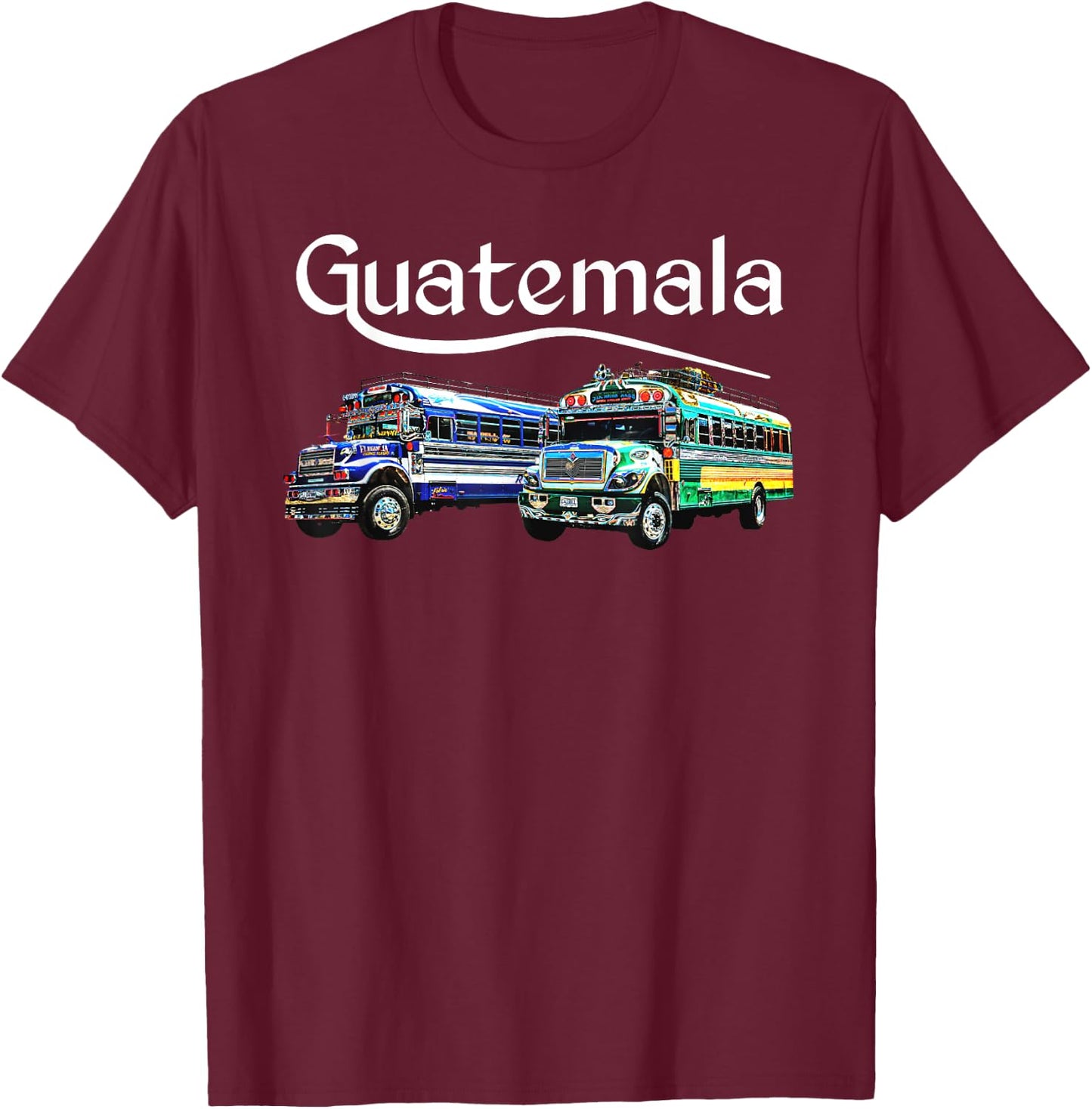 Chicken Bus Guatemala Chapin Quetzal Antigua Tikal Maya 502 T-Shirt - T-Shirt | Maroon