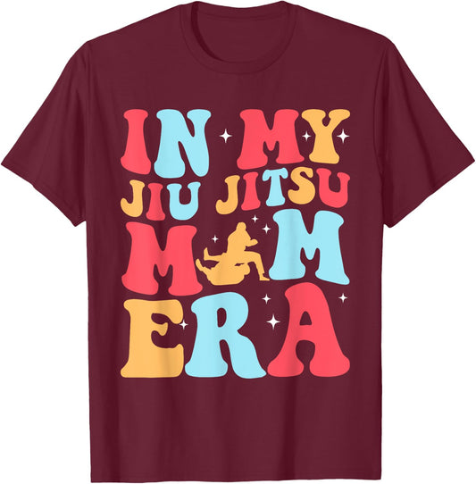 In My Jiu Jitsu Mom Era Retro Groovy Jiu Jitsu Mama Mom Life T-Shirt - T-Shirt | Maroon