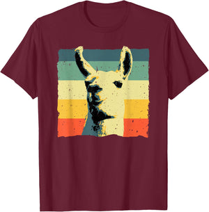 Vintage Llama Design Women Boys Girls Alpaca Lovers T-Shirt - T-Shirt | Maroon