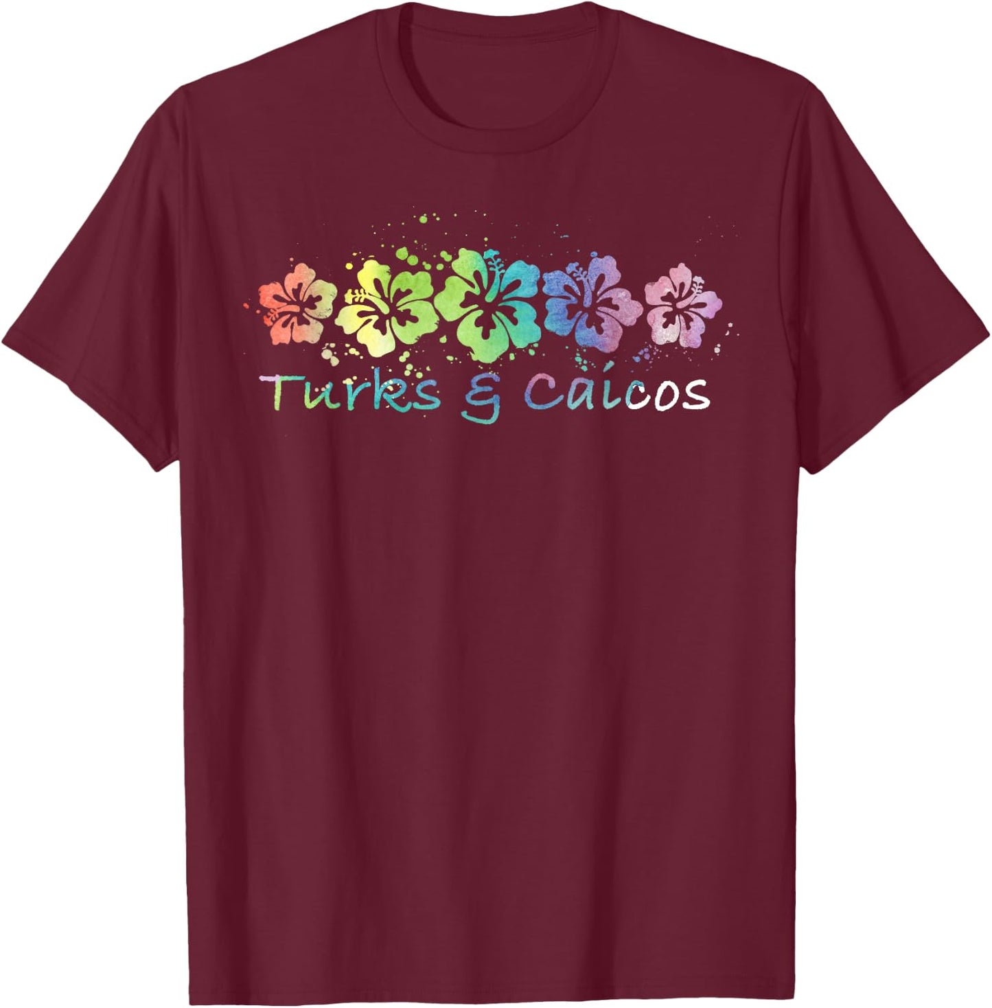 Turks & Caicos Watercolor Beach Design/Travel Surf T-Shirt - T-Shirt | Maroon