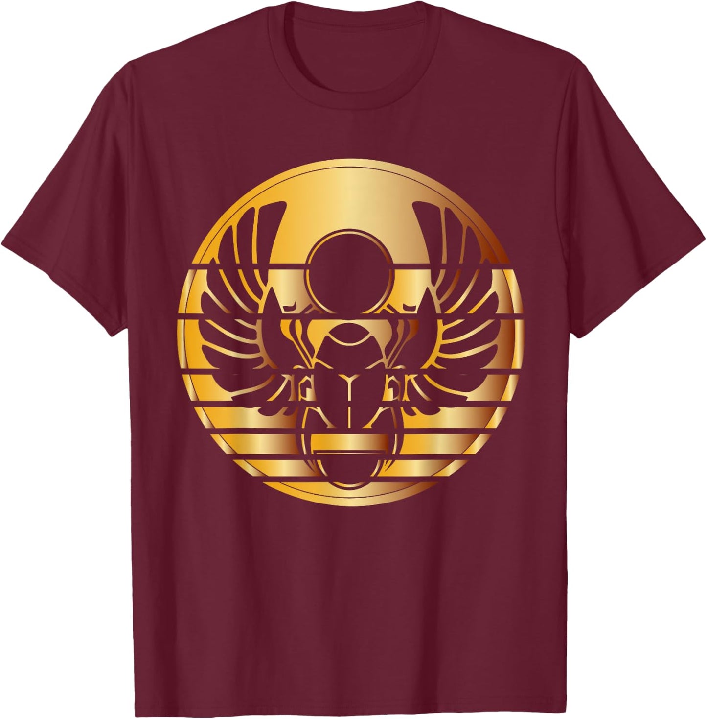 Scarab Beetle Retro Sunset Golden T-Shirt - T-Shirt | Maroon