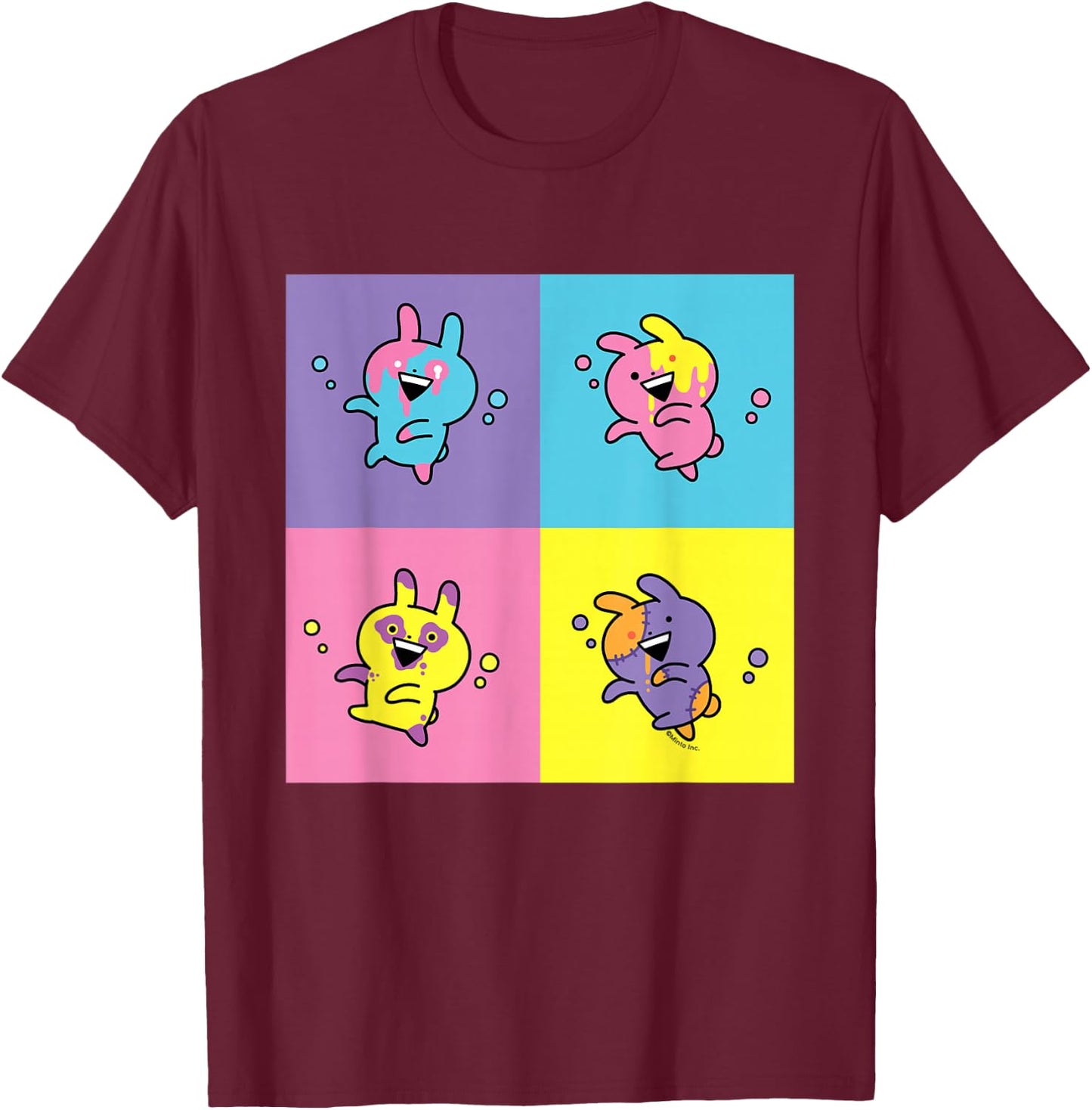 Usagyuuun Four Multicoloured Usagyuuuns T-Shirt - T-Shirt | Maroon