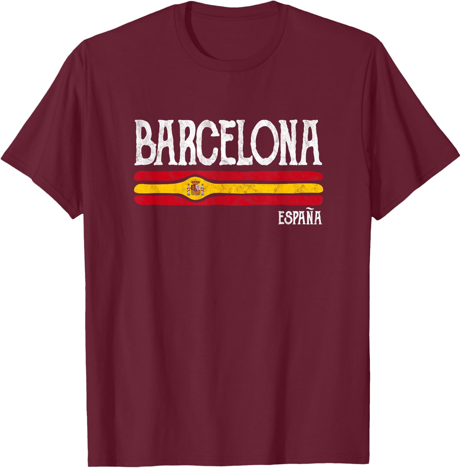 Vintage Barcelona Spain Souvenir Espana Gift T-Shirt - T-Shirt | Maroon