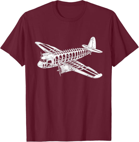 Funny Skeletal Airplane Skeleton Halloween Kids T-Shirt - T-Shirt | Maroon
