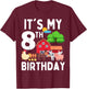 It's My 8th Birthday 8 Years Old Farm Animals Theme for Kids T-Shirt - T-Shirt | Maroon